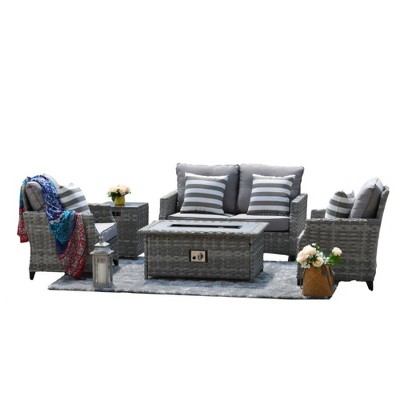 Costa Mesa 5pc Loveseat Set - Gray - Courtyard Casual