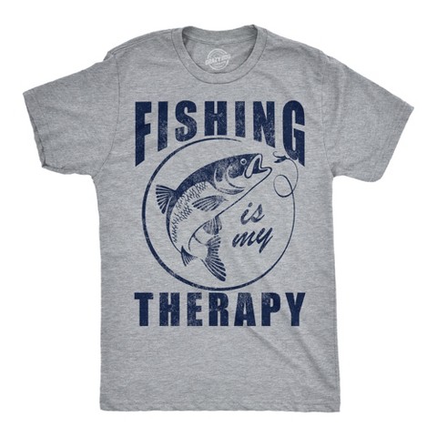 Мужские футболки Crazy Dog T-Shirts, Inc. Mens Funny T Shirts Fishing Is My Therapy Sarcastic Fish Graphic Novelty Tee for Men - Crazy Dog Men's T Shirt For Fishers Light Grey L