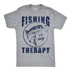 Mens Funny T Shirts Fishing Is My Therapy Sarcastic Fish Graphic Novelty Tee for Men - Crazy Dog Men's T Shirt For Fishers - 1 of 4