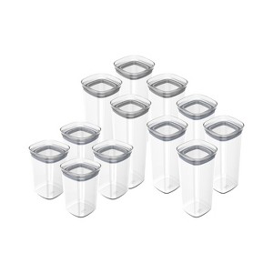 OU Airtight Food Storage Container 24pc (set of 12) BPA Free Clear Plastic Storage Container with Leak Proof Lid, Stackable Kitchen Pantry Organizer - 1 of 4