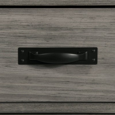 Gray Industrial Solid Wood Gentleman's Chest with Black Metal Trim