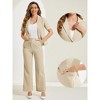 Allegra K Women's 2-Piece Elegant Short Sleeve Blazer and Wide Leg Pants Business Suit Set - 2 of 4