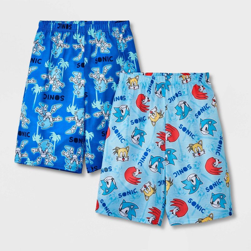 Boys&#39; Sonic the Hedgehog 2pk Sleep Shorts Pajama Set - Blue, 1 of 4
