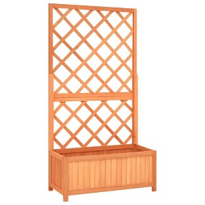 Aghana Digitals Large Rustic Solid Firwood Rectangular Garden Trellis Planter for Climbing Plants, - 1 of 4