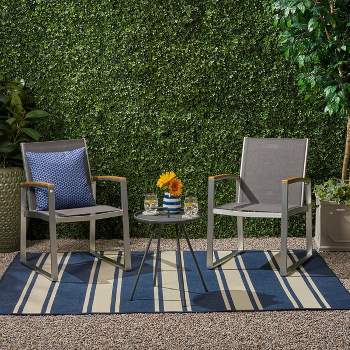 3pc Glasgow Aluminum and Mesh Patio Chat Set Silver - Christopher Knight Home