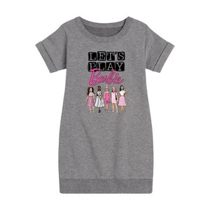 - Barbie - Classic Dolls Graphic Short Sleeve Fleece Dress - 1 of 3