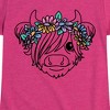 Girls' - Instant Message - Highland Cow Flower Crown Fitted Short Sleeve Graphic T-Shirt - 2 of 4
