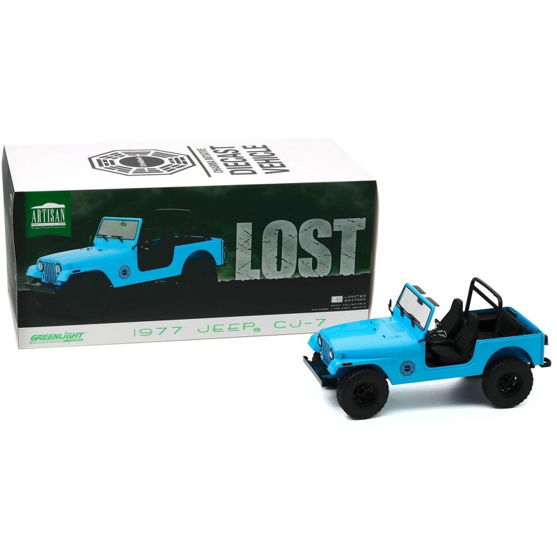 1977 Jeep CJ-7 "Dharma" Blue "Lost" (2004-2010) TV Series 1/18 Diecast Model Car by Greenlight, 3 of 4