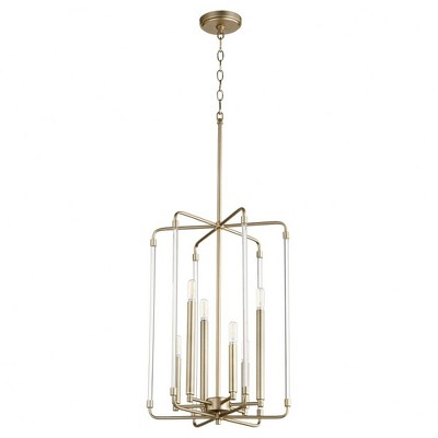 Quorum Lighting Optic 6-Light Entry Pendant, Aged Brass, 16W x 24.5H