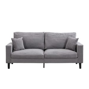 TiramisuBest 74" High Resilience Three-Seater Sofa,Orange Corduroy Upholstered - 1 of 4