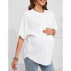 Women's Maternity Shirts Casual Breathable Loose Textured Raglan Short Sleeve Shirt Crew Neck Spring Summer Pregnancy Tops - 4 of 4