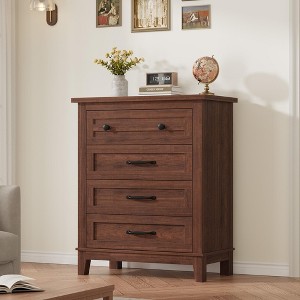 4 Dresser for Bedroom, 34.8" Tall Vertical Drawer Dresser with Large Storage, Freestanding Wooden Closet Chest - 1 of 4