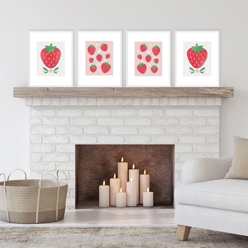Big Dot of Happiness Berry Sweet Strawberry - Unframed Fruit Kitchen Linen Paper Wall Art - Set of 4 - Artisms - 8 x 10 inches, 2 of 7