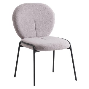 LeisureMod Celestial Modern Dining Chair in Upholstered Cotton Boucle with Black Iron Frame - 1 of 4