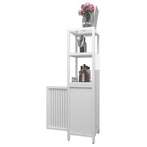 BAMSONG 52"H White Bamboo Linen Tower, Freestanding Storage Cabinet with 2-Tier Shelves for Bathroom, Bedroom & Living Room - 1 of 4