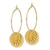 Chisel Stainless Steel Polished Textured Yellow IP-plated Leaf Dangle Hoop Earrings - 3 of 4