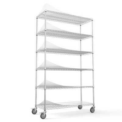 Dolonm Wire Shelving Unit, 6000 LBS NSF Height Adjustable Metal Garage Storage Shelves with Wheels,Metal Shelves