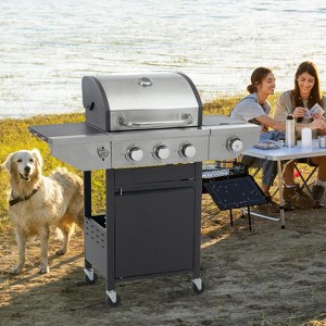 Bestier Propane Gas Grill, 3 Burner Barbecue Grill with Side Burner, Bottle Opener, 37,000 BTU Stainless Steel BBQ Grill for Outdoor Cooking, Patio - 1 of 4