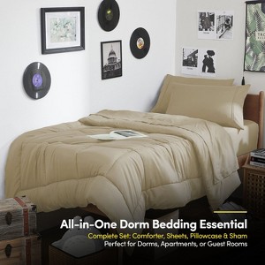 7PC Campus Ready Dorm Twin XL Bedding Bundle, Solid Comforter, Pillows and Sheet Set - 1 of 4