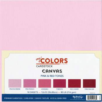 My Colors Canvas Cardstock Bundle 12"X12" 18/Pkg-Pink & Red Tones