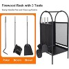 attop Wheeled Firewood Rack with 3 Fireplace Tools - 2 of 4