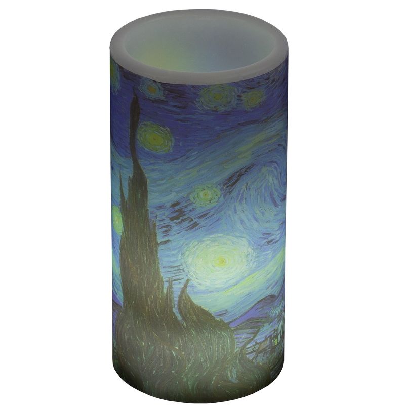 Starry Night LED Candle and Remote - Vanilla-Scented Decor for Shelves with Van Gogh Art and Realistic Flickering Light by Lavish Home (Multicolor), 5 of 9