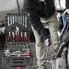 4-Layer Portable Tool Box with Wheels & Lock | Heavy-Duty Plastic Tool Storage Case w/ Complete Tool Set (Black) - 2 of 4