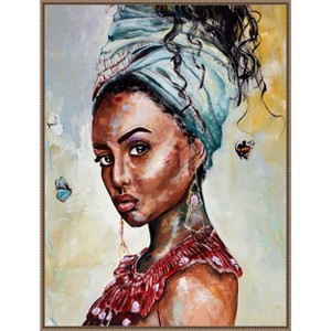 Amanti Art Lady with Butterflies by Design Fabrikken Framed Canvas Wall Art - 1 of 4