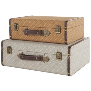 Wooden Vintage Studded Storage Decorative Trunk with Bronze