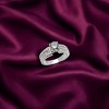 Slickblue Women's 6.5mm Clear CZ Round Engagement Ring - Pave Design, Polished Silver Stainless Steel,  Size 5-10 - 2 of 4