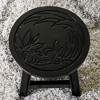 Carved Wooden Step Stool, Floral, Espresso - 2 of 4