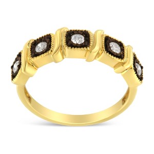 10K Yellow Gold Over Silver Miracle-Set 1/4 Cttw Diamond 5-Stone Ring Band - 1 of 4
