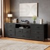 9 Drawer Dresser 63” Long TV Stand for Bedroom Center with Power Outlet & LED Light for 65"-75" TV Black Dresser with Fabric Storage Black - 2 of 4