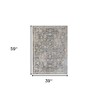 8' Dark Gray Ivory And Brown Medallion Runner Rug - 3 of 4