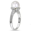EVERLY JEWELRY | Sterling Silver 0.05 CT Diamond TW 8 - 8.5 MM White Freshwater Cultured Pearl Fashion Ring - 2 of 4