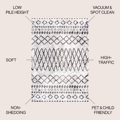Ivory and Brown Reversible Diamond Synthetic Area Rug 5x8