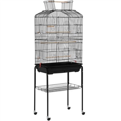 Yaheetech 67.5″ H Open Top Metal Bird Cage Rolling Parrot Cage Black