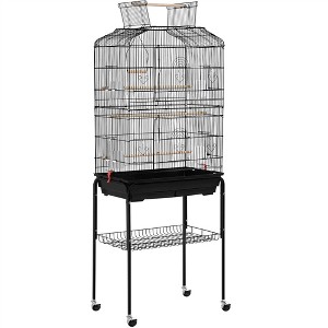 Yaheetech 67.5″ H Open Top Metal Bird Cage Rolling Parrot Cage Black - 1 of 4
