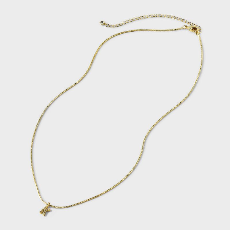 14K Gold Dipped Cubic Zirconia Initial Round Snake Chain Necklace - A New Day™ Gold, 4 of 6