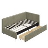Twin Size Corduroy Upholstered Daybed with Two Storage Drawers and Vertical Striped Design 4S - ModernLuxe - 4 of 4