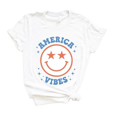 Simply Sage Market Women's America Vibes Smiley Short Sleeve Graphic Tee