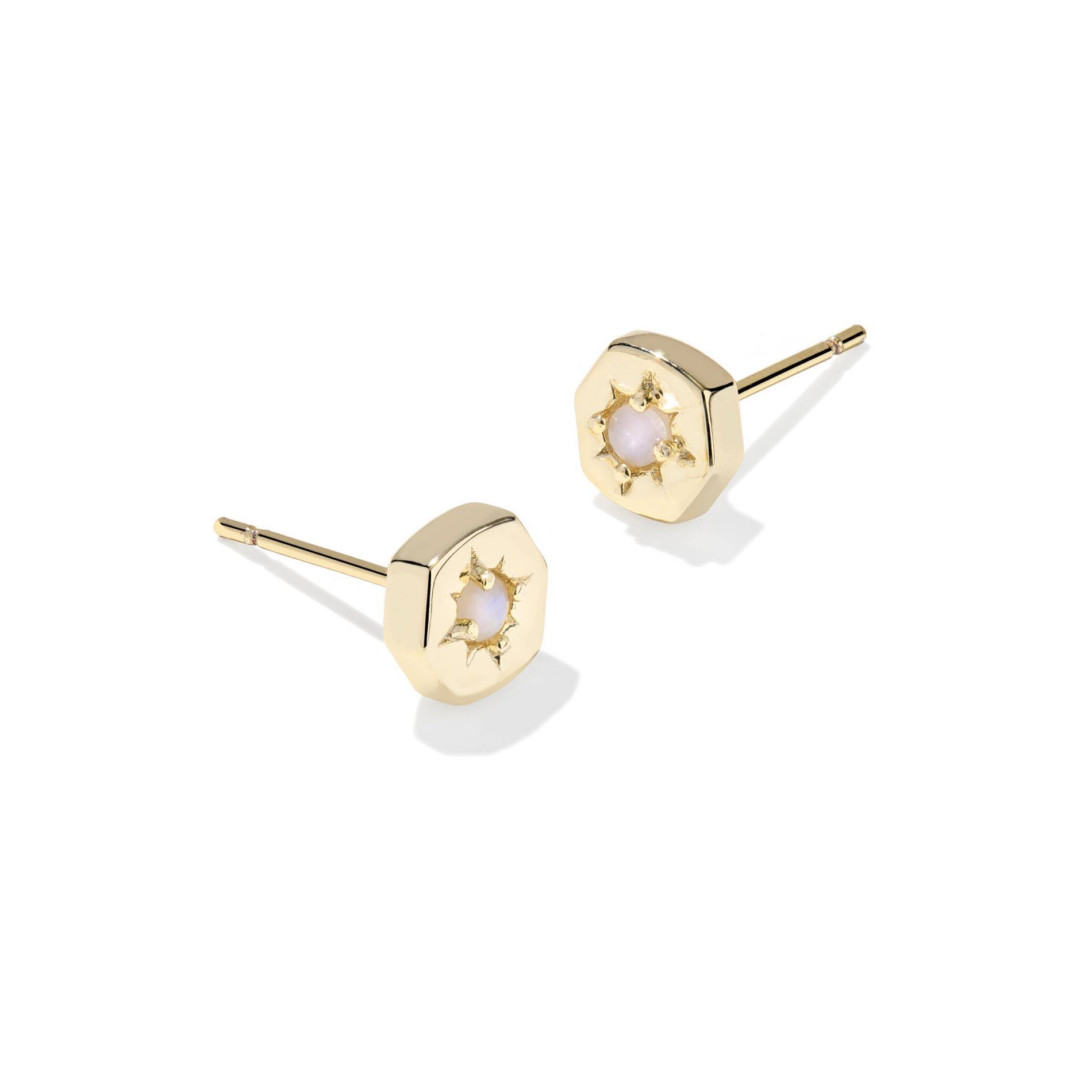 Kendra Scott Riley Stud Earrings - Gold/Rainbow Moonstone