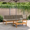 vidaXL Patio Pallet Sofa Set - 3 Piece Outdoor Garden Furniture, Solid Acacia Wood with Taupe Cushions for Terrace - 2 of 4