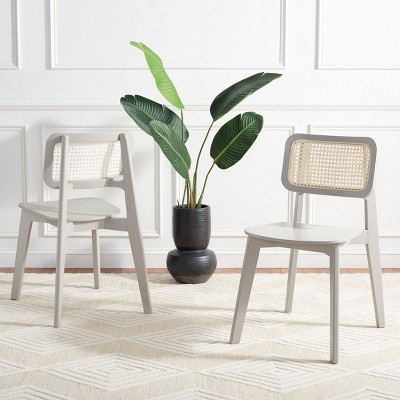 Luz Gray Wood and Cane Mid-Century Modern Side Chair