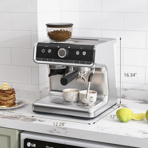 Acekool 20 Bar Espresso Machine, Conical Burr Grinder & Steam Wand, PID Control, 95oz Water Tank, Stainless Steel, Latte & Cappuccino, Light Gray - 1 of 4