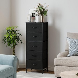 PAGED 5 Drawer Dresser with Fabric Bins, Tall Chest of Drawers, Fabric Storage Cabinet with Steel Frame and Wood Top for Living Room, Bedroom - 1 of 4