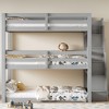 Full Size Triple Bunk Bed with Storage Staircase, Separate Design Wood Bed Frame - ModernLuxe - 2 of 4