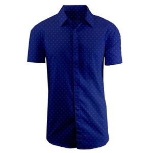 Galaxy By Harvic Men's Slim Fit  Short Sleeve Stretch Printed Dress Shirts - 1 of 4