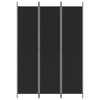 vidaXL 3-Panel Room Divider - Durable Fabric and Iron Construction, Versatile Functionality, Privacy Ensuring, Foldable, Easy Assembly - Black - 3 of 4