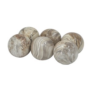 Gulches 4 in Brown Shatterproof Marbleized Sphere Everyday Statement Ball Ornaments 6-Pack - 1 of 4